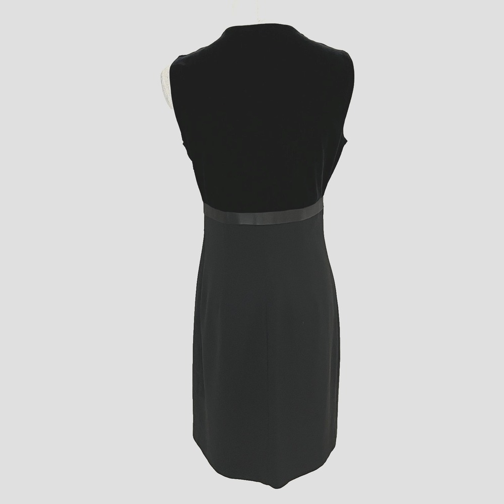 VTG Ann Taylor Woman's Dress Sz 6 Black Velvet Bow Sheath Minimalist USA Evening - Picture 5 of 9